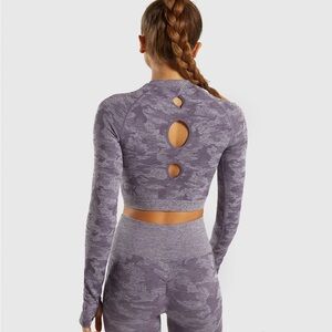 Gymshark Adapt Camo Seamless Long Sleeve Crop Top and Leggings Set